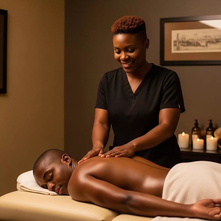 Therapist providing a relaxing massage